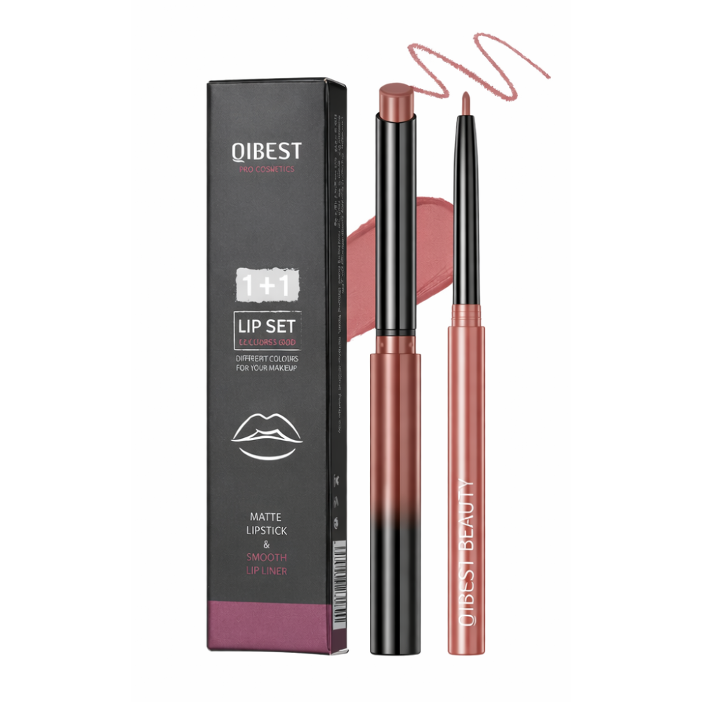 QIBEST Matte Lipstick & Lip Liner Set