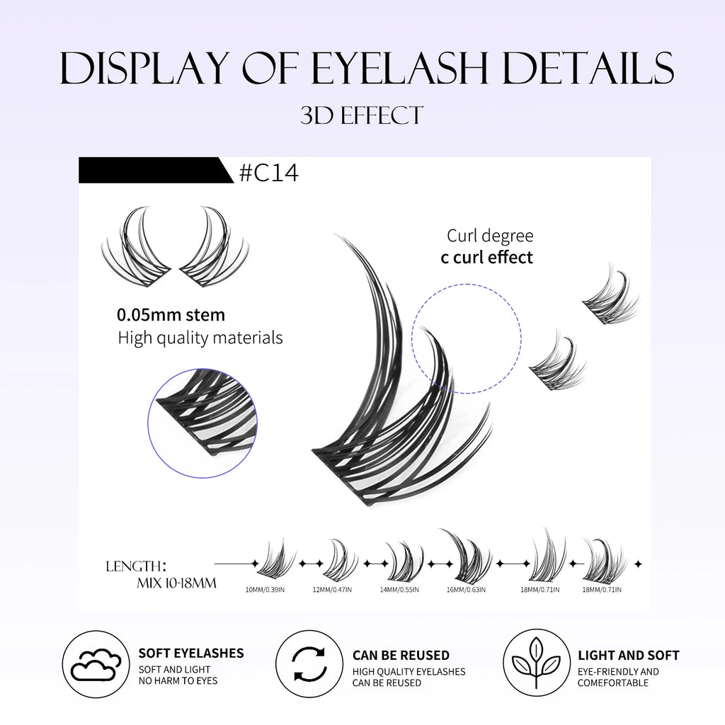 GROINNEYA Cluster Eyelash Extensions Set (320 pcs)