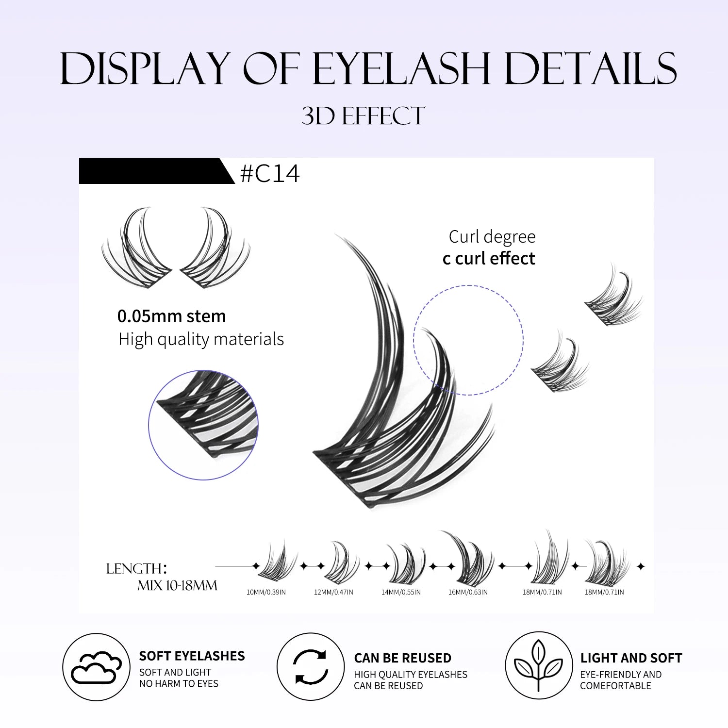 GROINNEYA Cluster Eyelash Extensions Set (320 pcs)