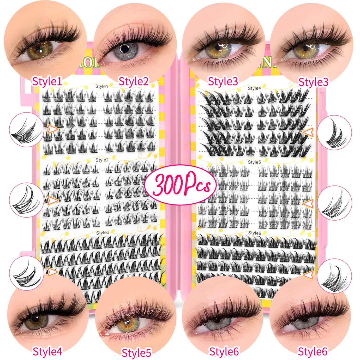 GROINNEYA Cluster Eyelash Extensions Set (320 pcs)
