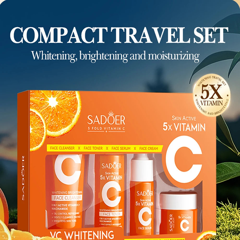 SADOER Vitamin C Skincare Travel Set (5-Piece)