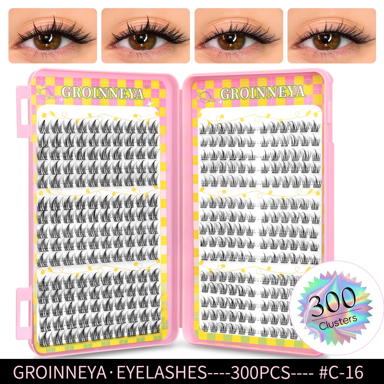 GROINNEYA Cluster Eyelash Extensions Set (320 pcs)