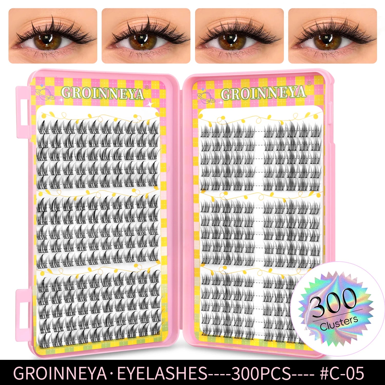 GROINNEYA Cluster Eyelash Extensions Set (320 pcs)