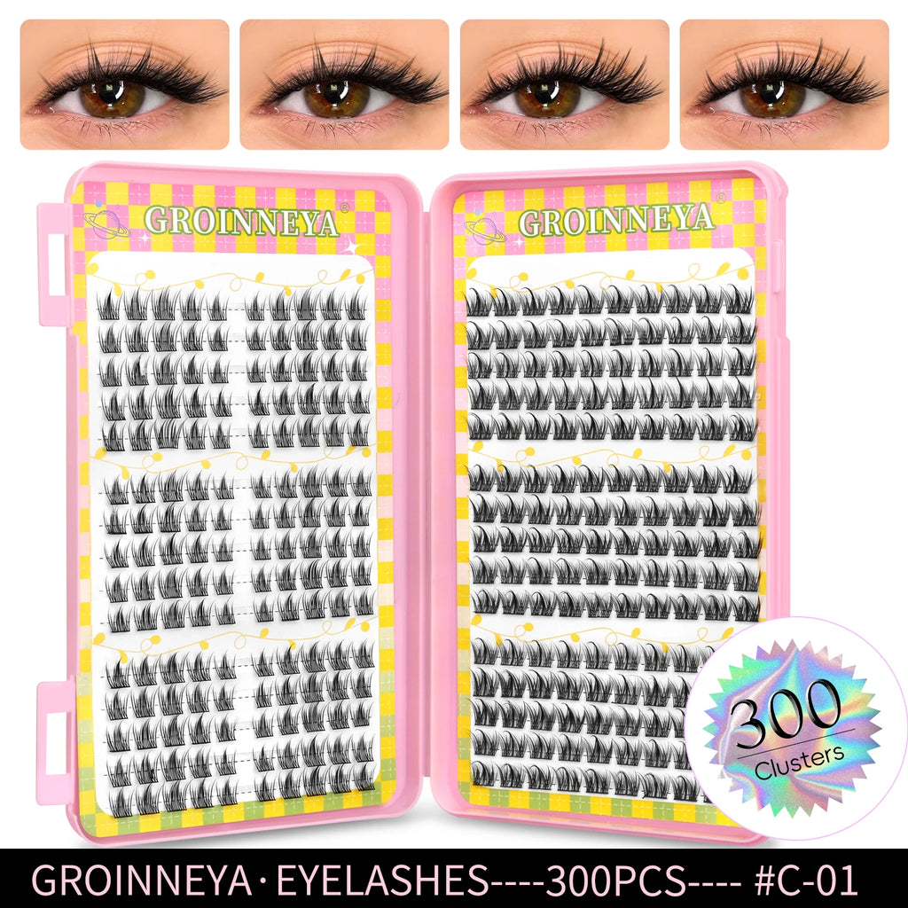 GROINNEYA Cluster Eyelash Extensions Set (320 pcs)