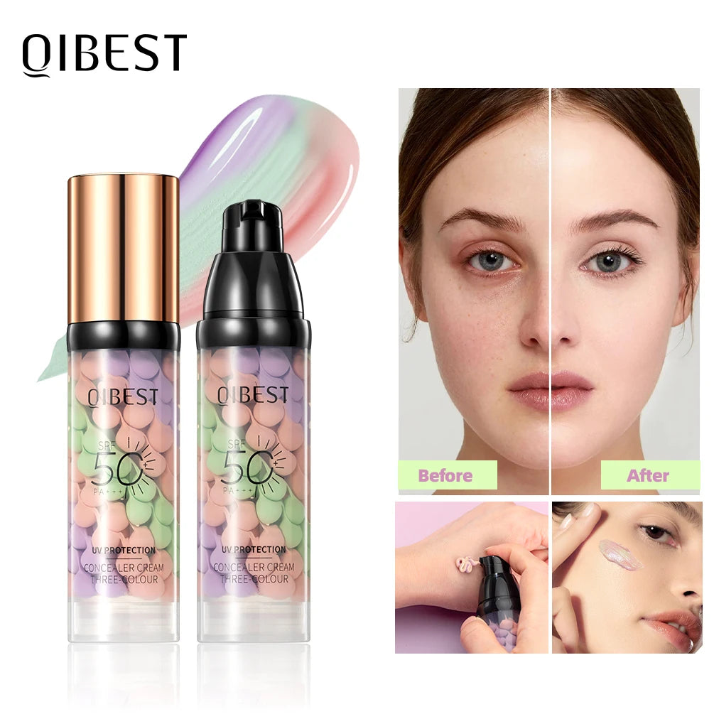 QIBEST Tri-Color Brightening Makeup Primer