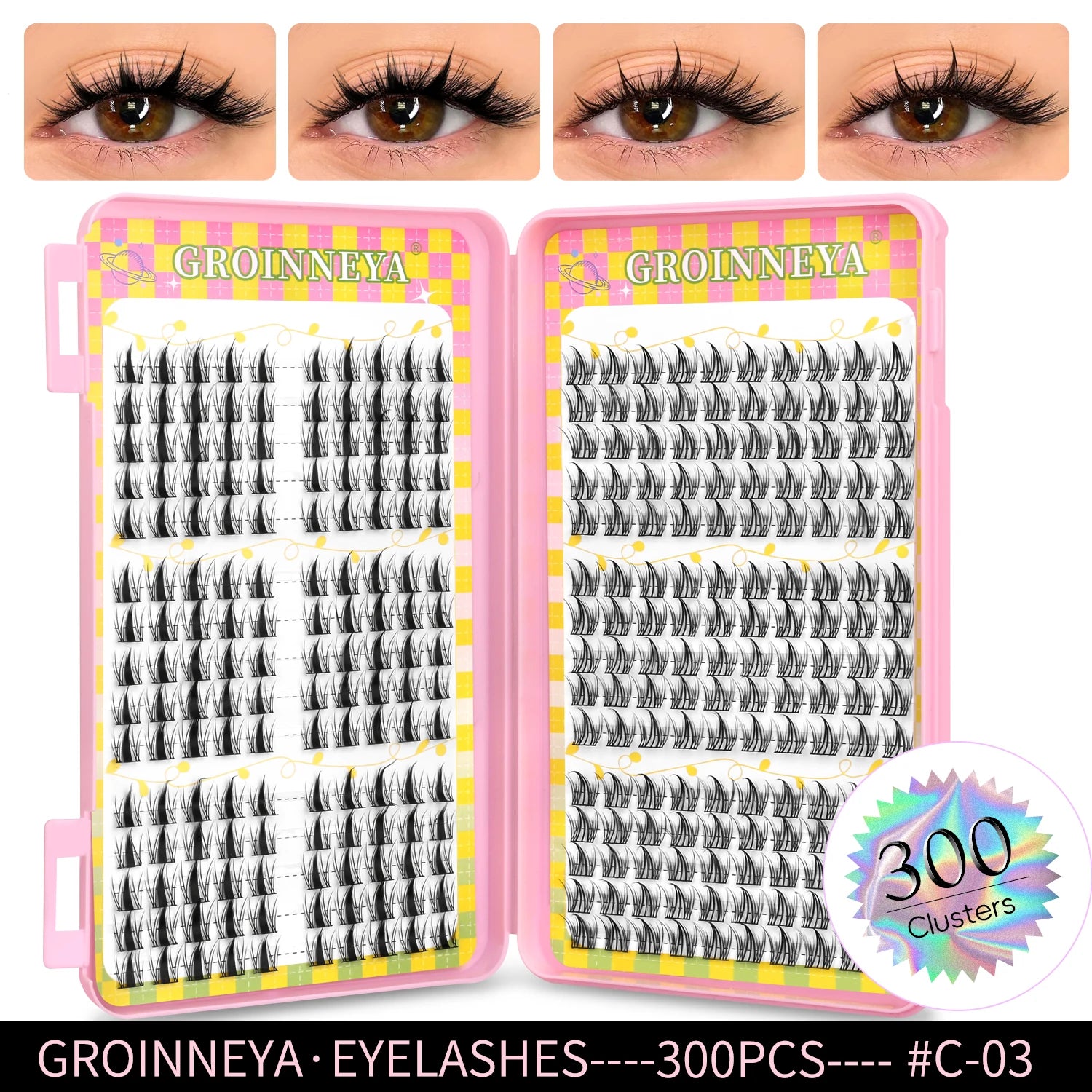 GROINNEYA Cluster Eyelash Extensions Set (320 pcs)