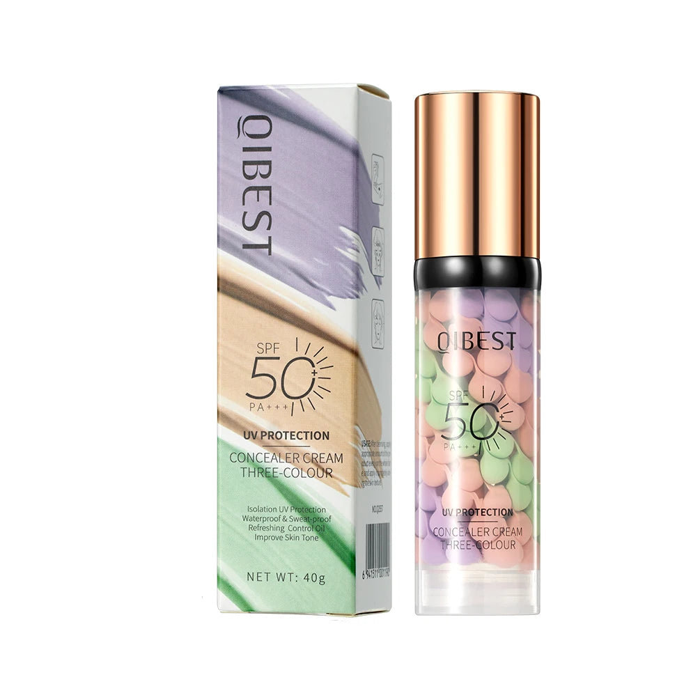 QIBEST Tri-Color Brightening Makeup Primer