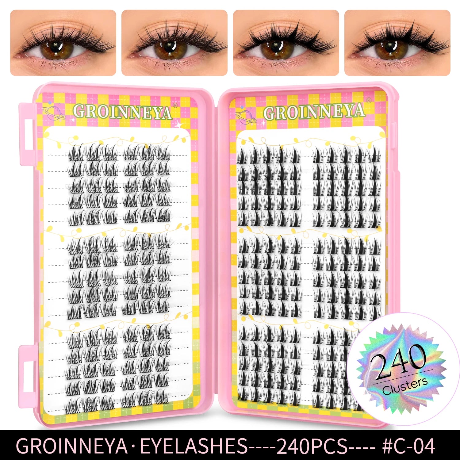 GROINNEYA Cluster Eyelash Extensions Set (320 pcs)