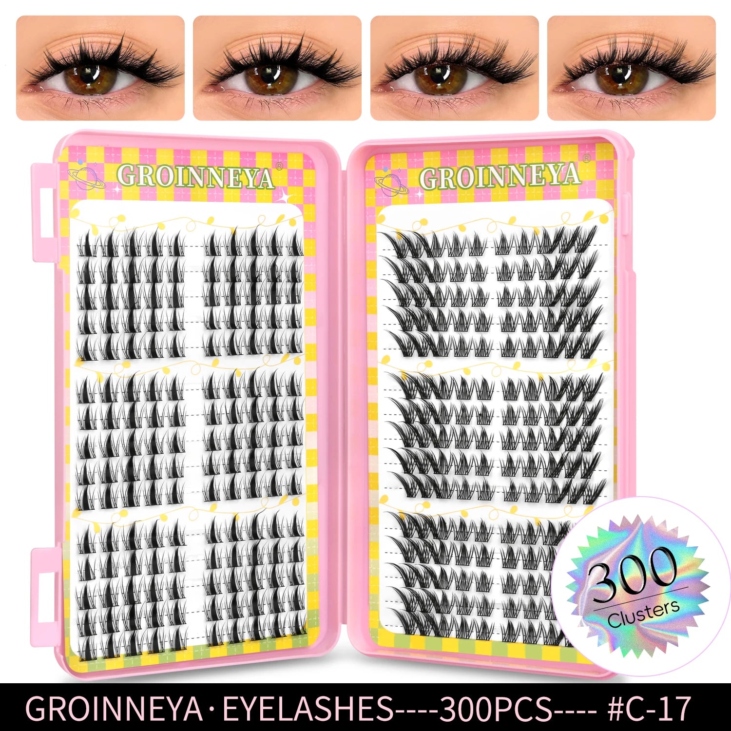 GROINNEYA Cluster Eyelash Extensions Set (320 pcs)