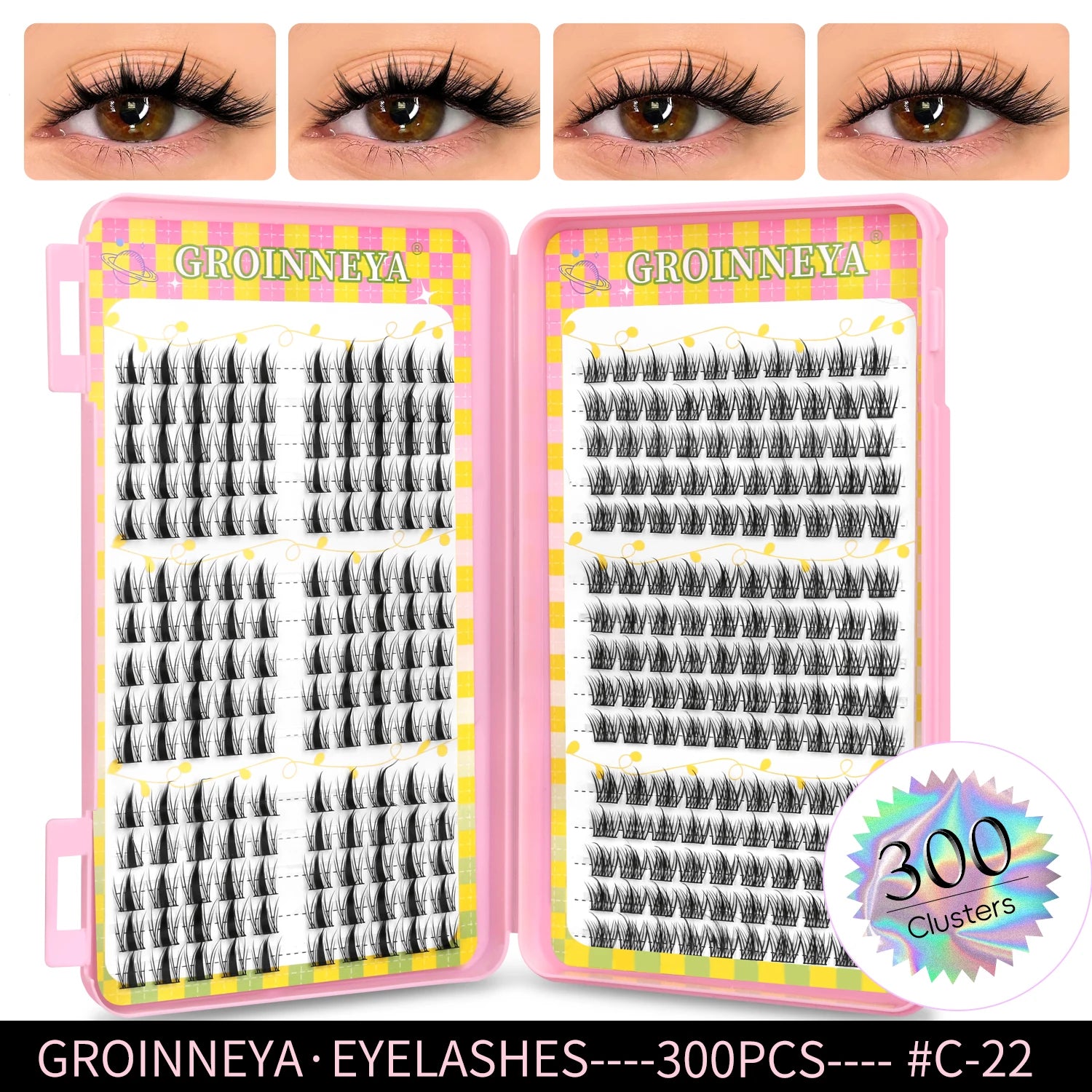 GROINNEYA Cluster Eyelash Extensions Set (320 pcs)