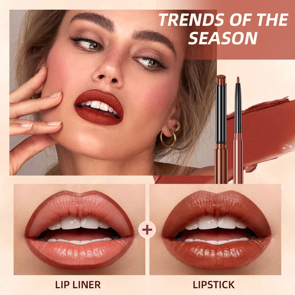 QIBEST Matte Lipstick & Lip Liner Set