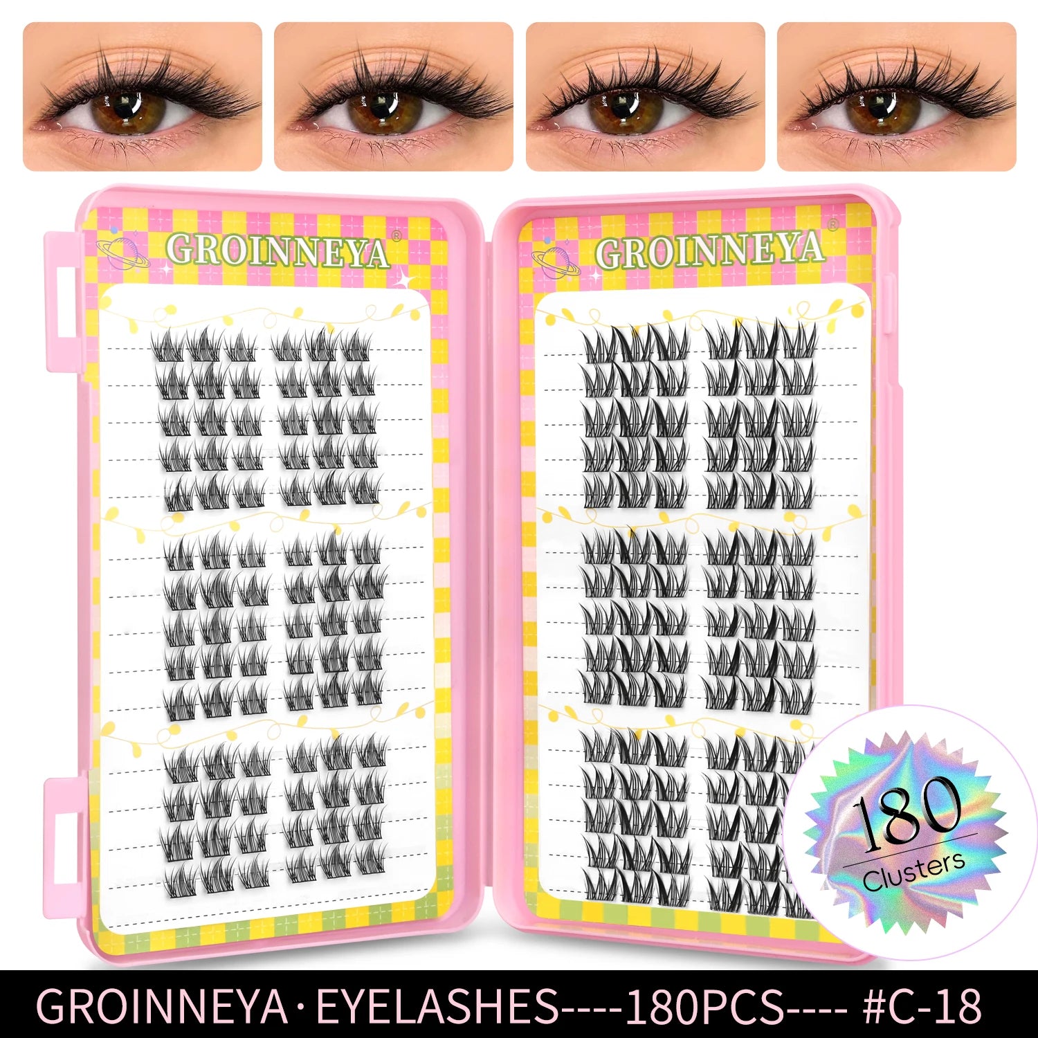 GROINNEYA Cluster Eyelash Extensions Set (320 pcs)