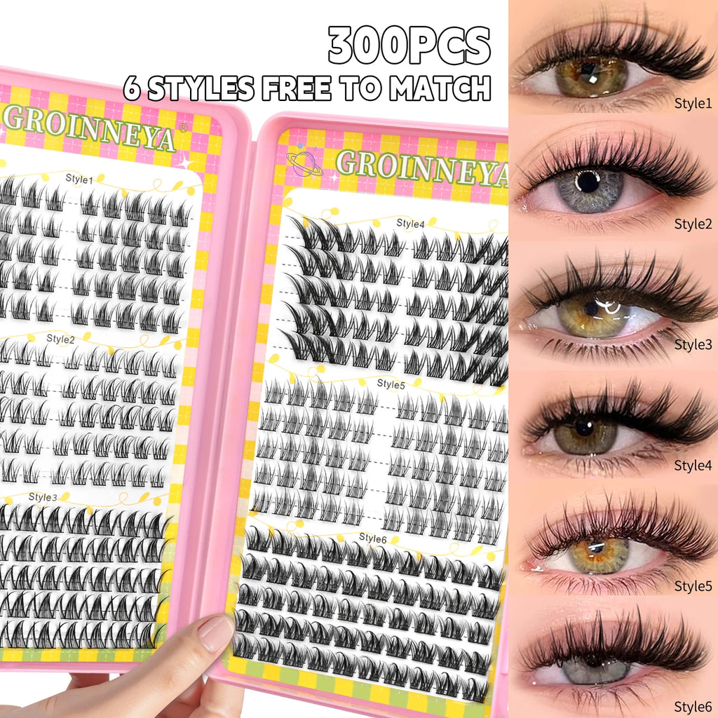GROINNEYA Cluster Eyelash Extensions Set (320 pcs)