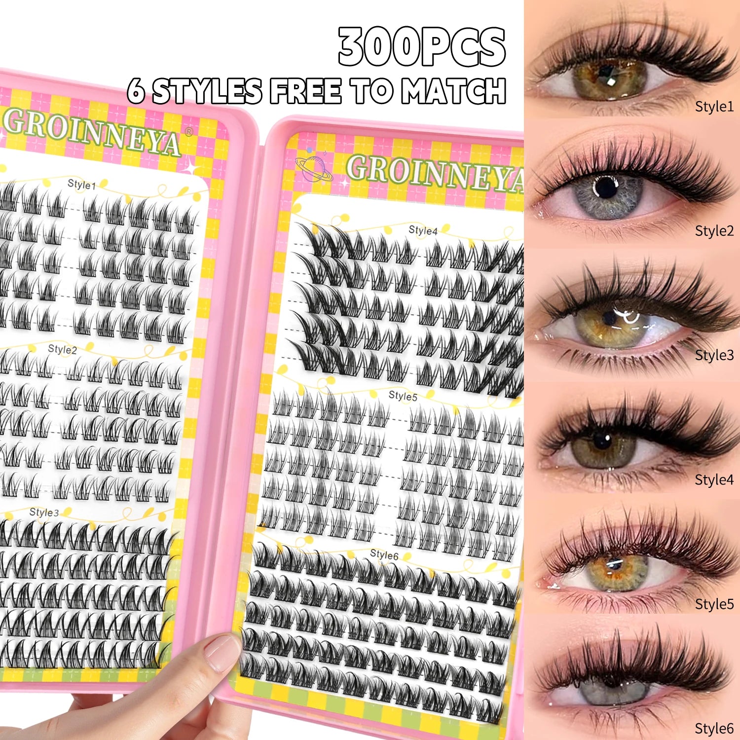 GROINNEYA Cluster Eyelash Extensions Set (320 pcs)