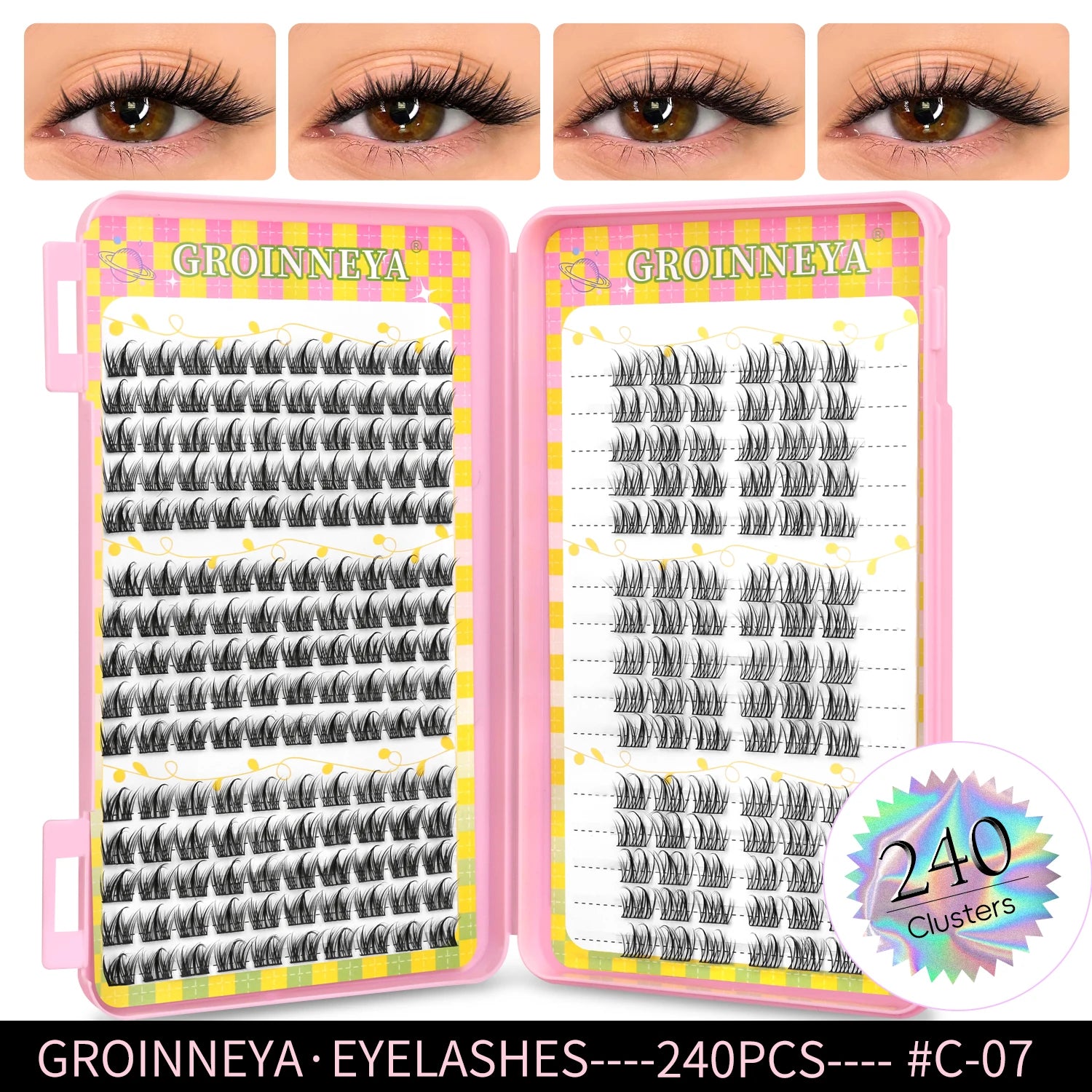 GROINNEYA Cluster Eyelash Extensions Set (320 pcs)
