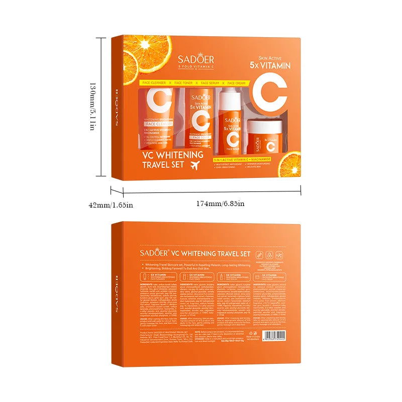 SADOER Vitamin C Skincare Travel Set (5-Piece)
