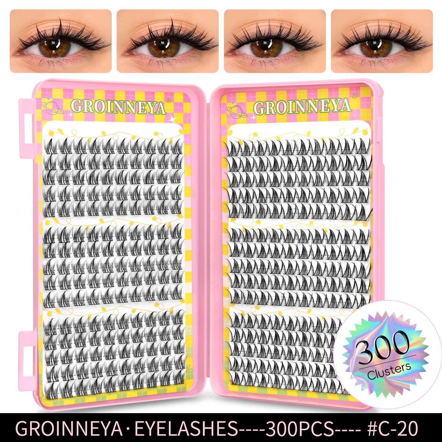 GROINNEYA Cluster Eyelash Extensions Set (320 pcs)