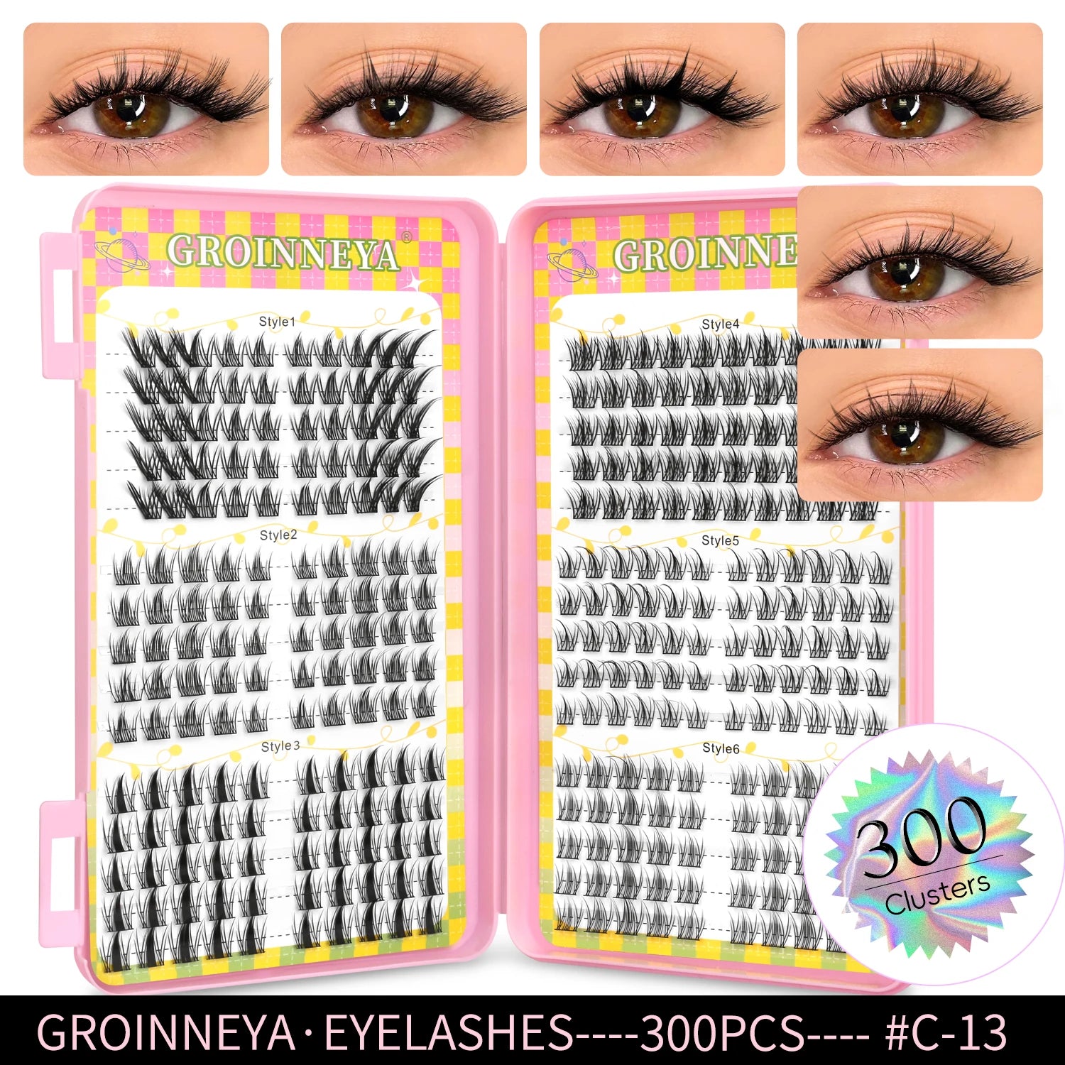 GROINNEYA Cluster Eyelash Extensions Set (320 pcs)