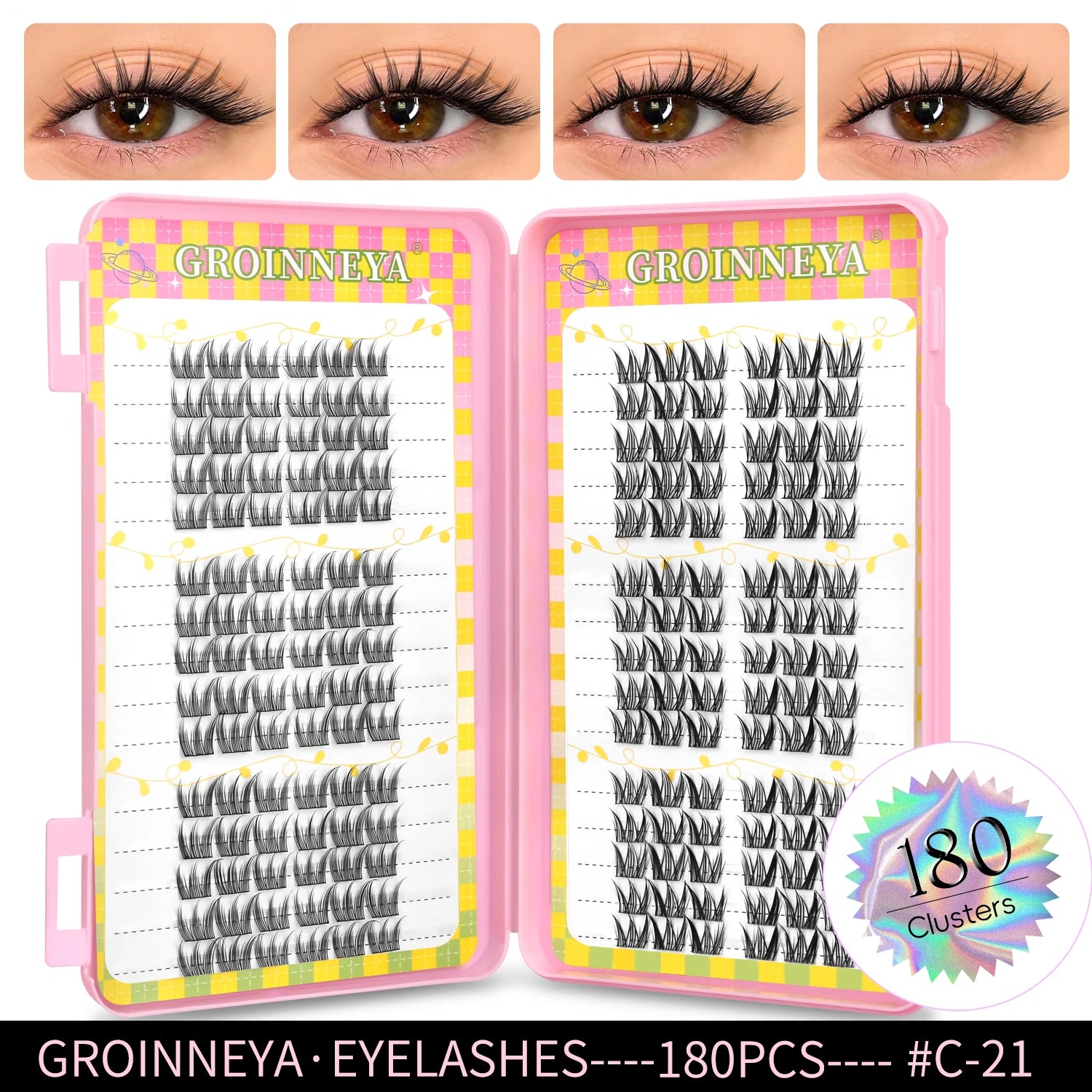 GROINNEYA Cluster Eyelash Extensions Set (320 pcs)