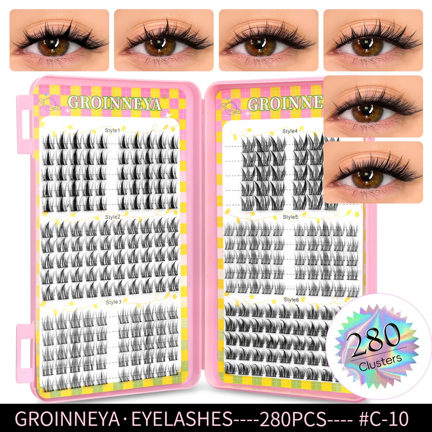 GROINNEYA Cluster Eyelash Extensions Set (320 pcs)