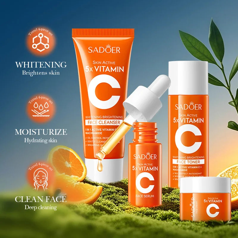 SADOER Vitamin C Skincare Travel Set (5-Piece)